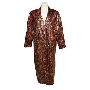 Nordic House Designs NYC Vintage Rain Coat Coated Canvas One Size Maroon Paisley